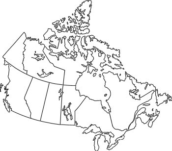 Plain map of Canada with clear outlines