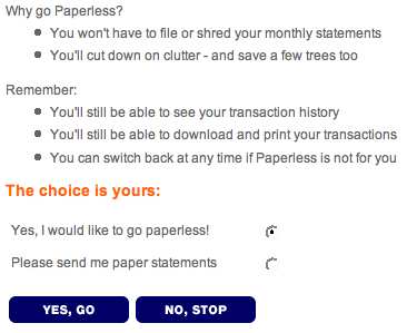How to stop receiving paper statements at ING Direct
