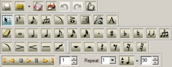 Tools available in Finale NotePad