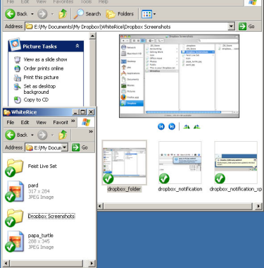 Windows XP Dropbox integration