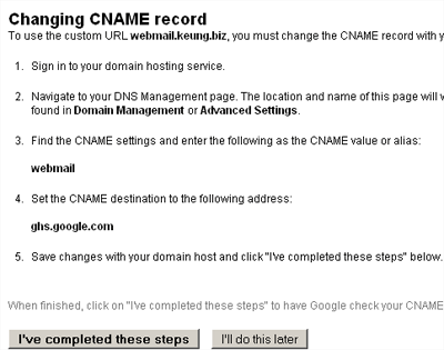 Instructions on adding a CNAME record