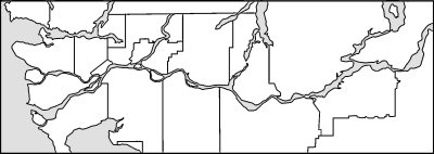 Plain map of the Lower Mainland with clear outlines