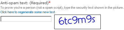 Screenshot of the random anti-spam image