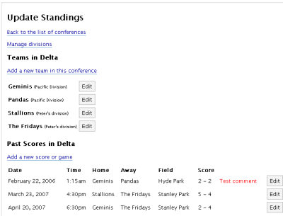 Update standings