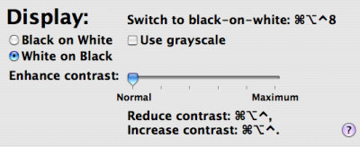 Display settings on the Universal Access page