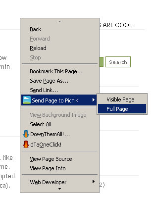 Picnik menu item in Firefox