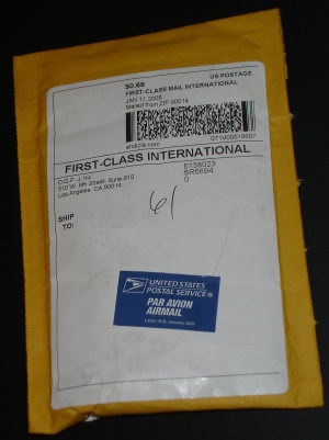 Envelope showing 69 cent postage