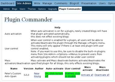 Plugin Commander for WordPress MU