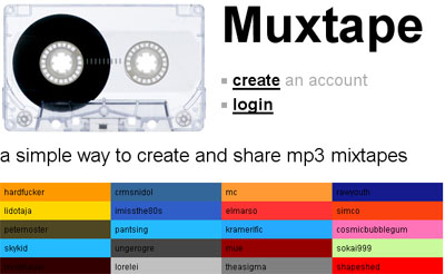 Muxtape home page