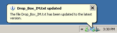 Notification of a makeshift IM file update