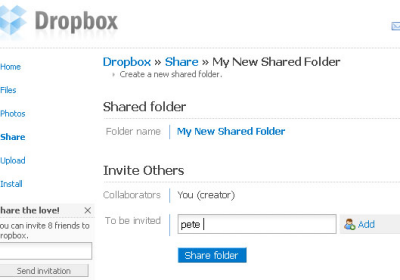 Sharing an existing folder