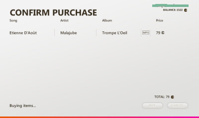 The confirm purchase page in the Zune Marketplace