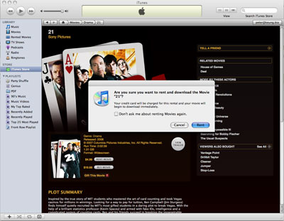 Information page for an iTunes movie