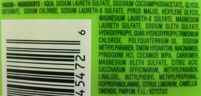 Garnier Fructis shampoo ingredients