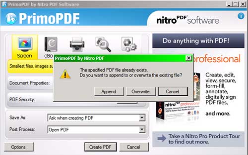 Appending a PDF to another PDF with PrimoPDF