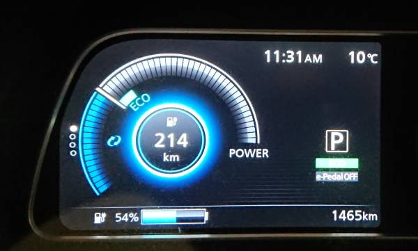 Nissan Leaf S Plus range on eco mode with heat off