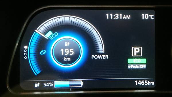 Nissan Leaf S Plus range on eco mode with heat on