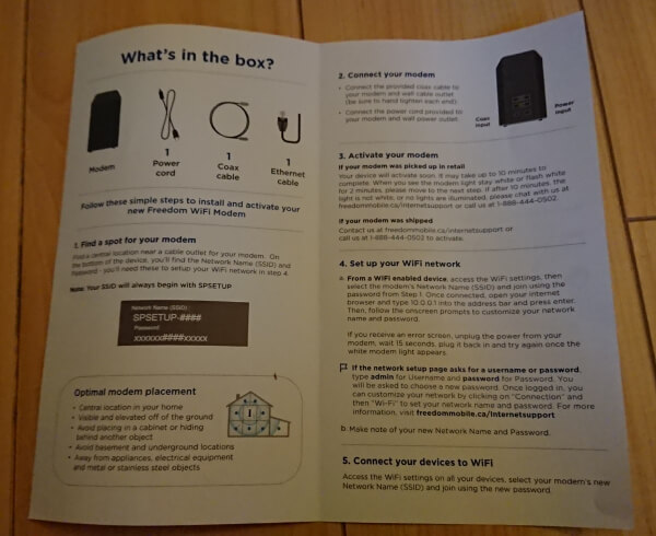 Freedom Mobile Home Internet setup instructions